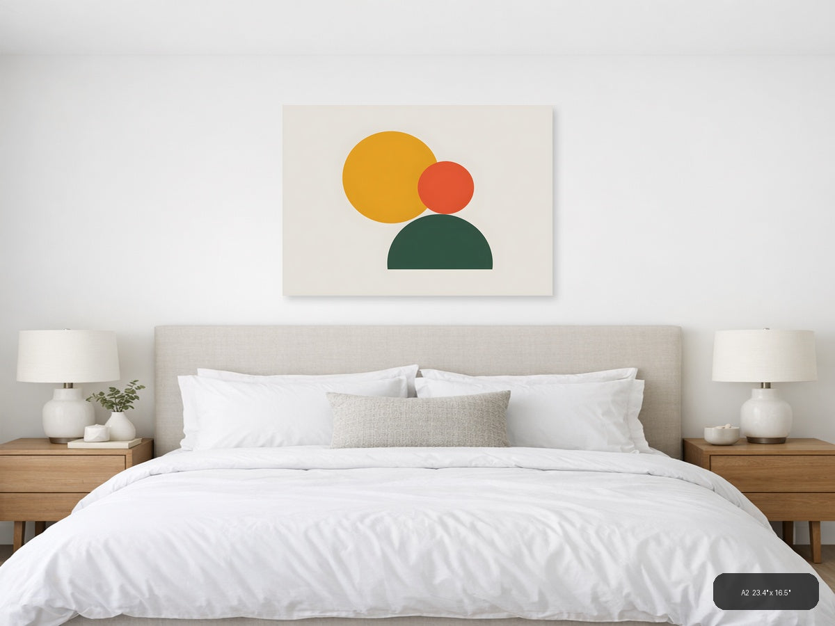 Minimalist Geometric Circles Abstract Wall Art — A2 / Bedroom