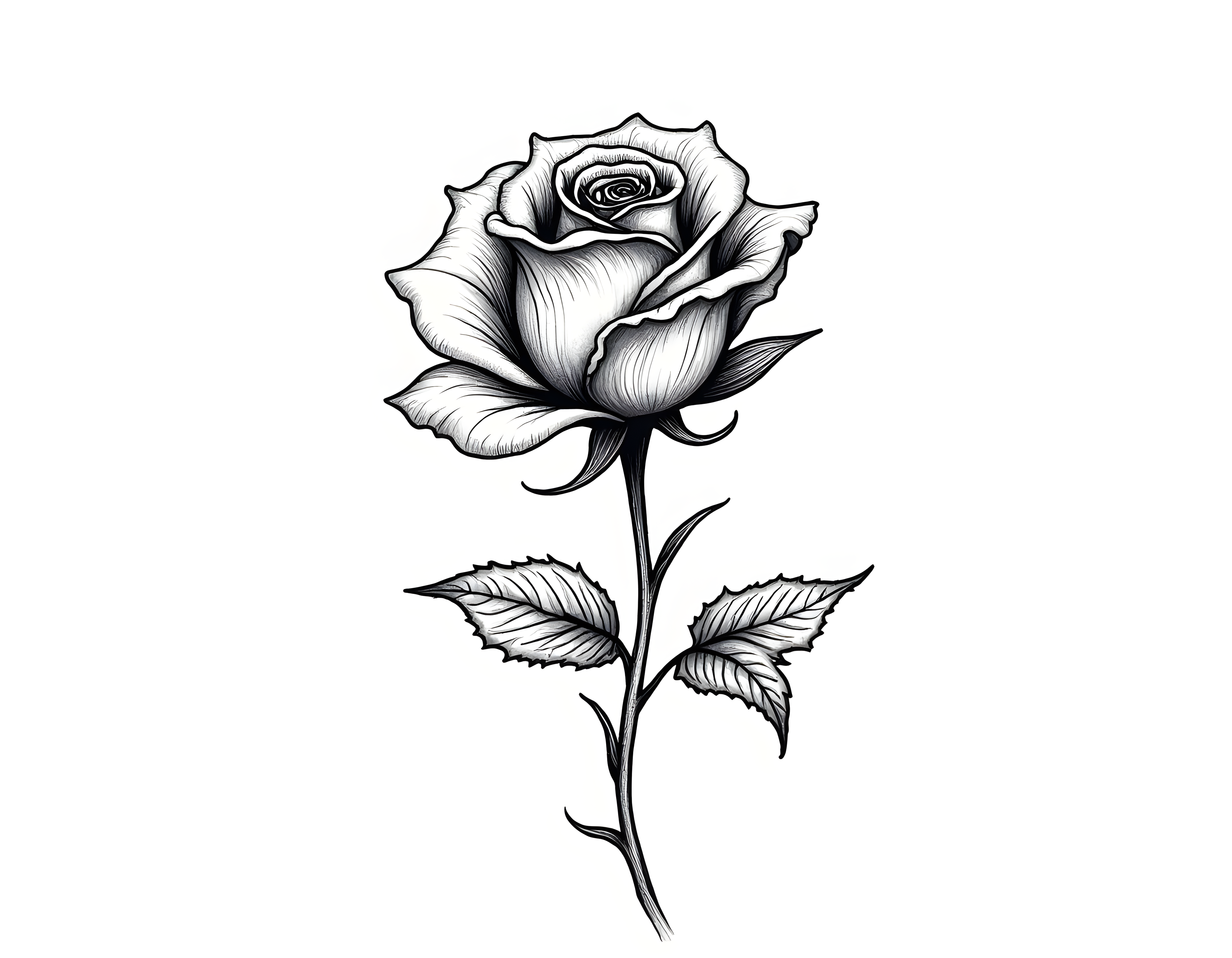 Black Rose Line Art Botanical Sketch Wall Art