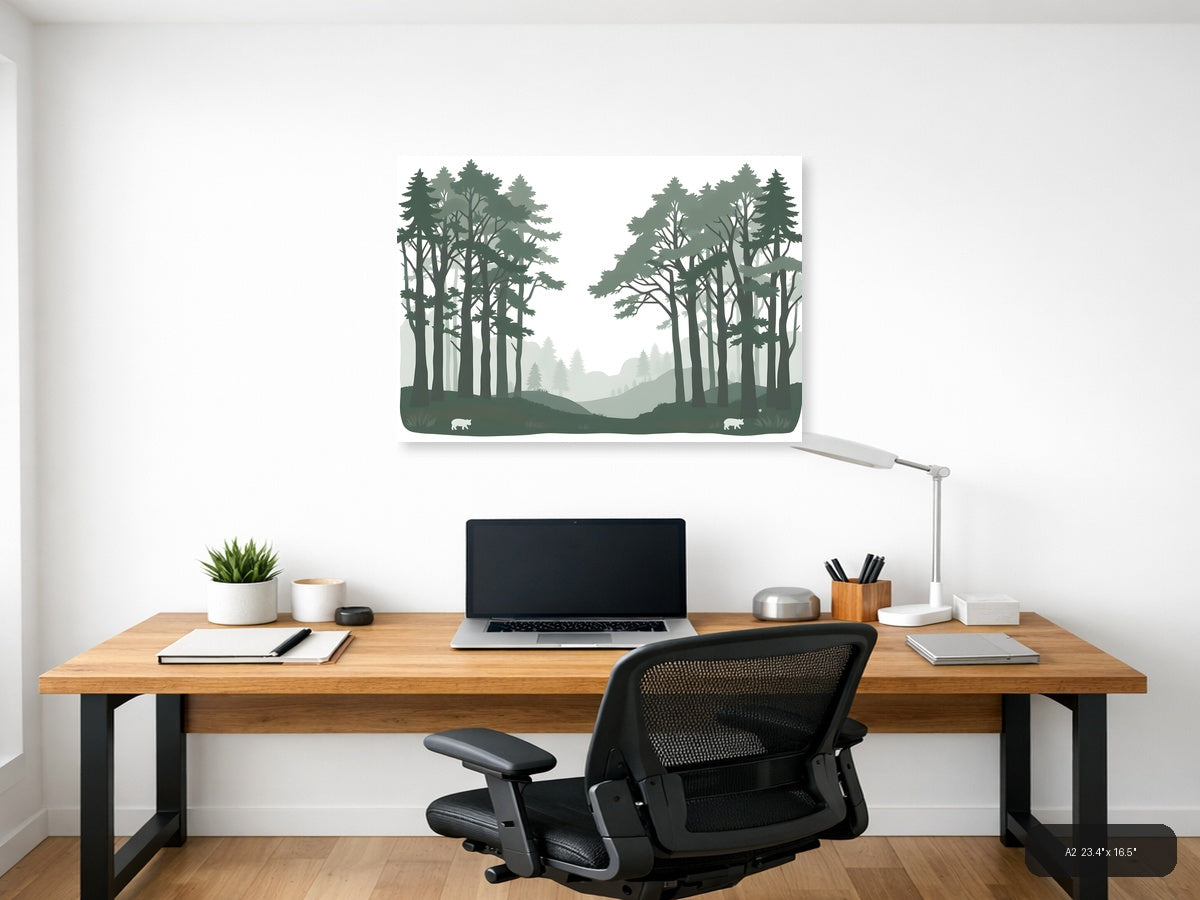 Minimalist Forest Path Landscape Wall Art — A2 / Office
