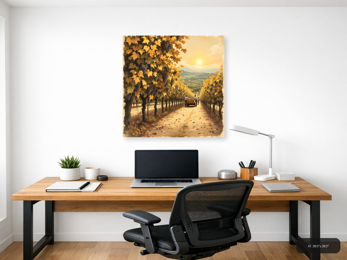 Autumn Vineyard Harvest Vintage Wall Art — A1 / Office