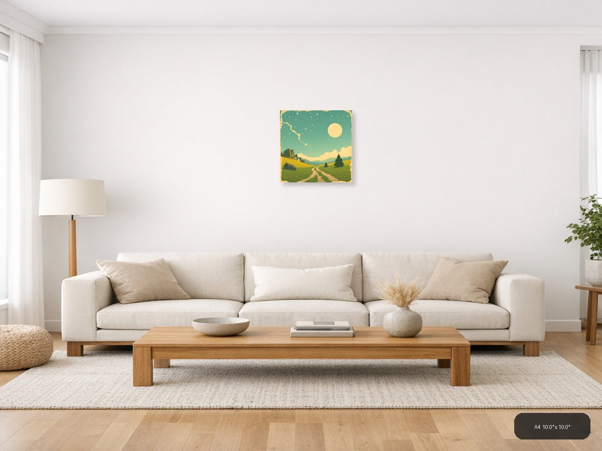 Vintage Countryside Castle Landscape Wall Art — A4 / Living Room