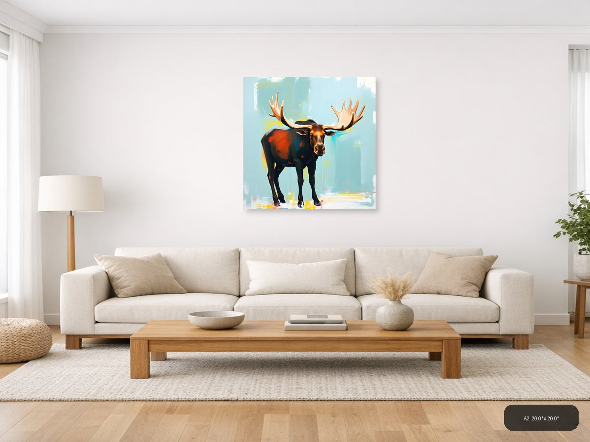 Majestic Moose Abstract Portrait Wall Art — A2 / Living Room