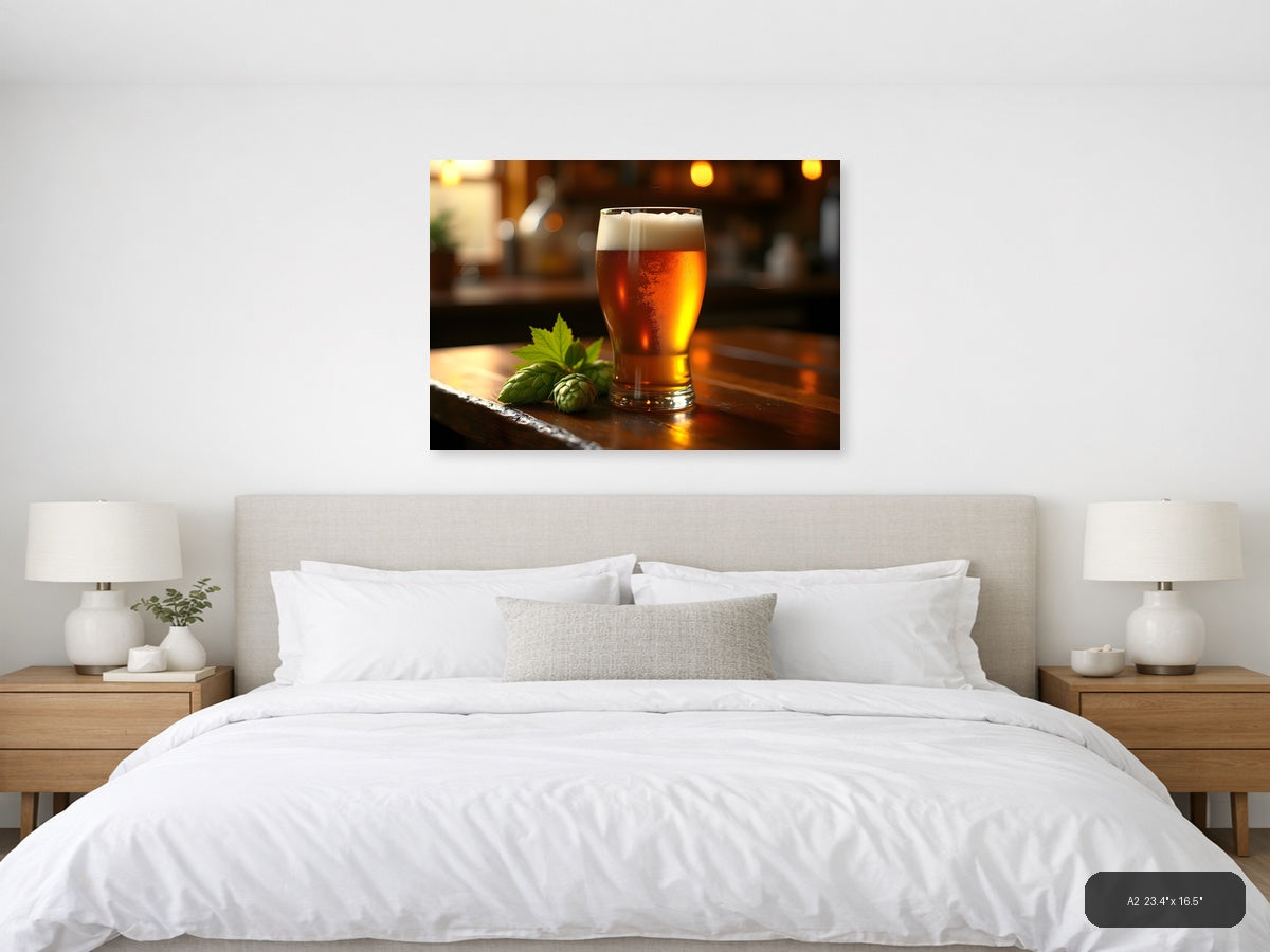 Craft Beer with Hops Photography Wall Art — A2 / Bedroom