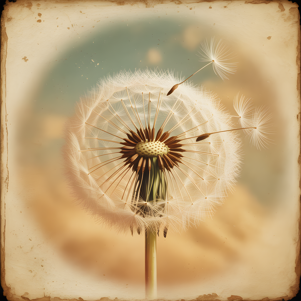 Vintage Dandelion Seedhead Botanical Wall Art
