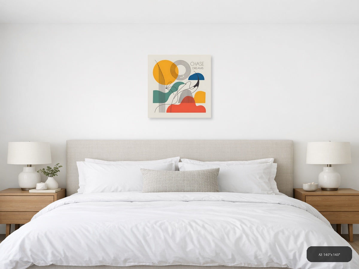 Chase Dreams Abstract Line Art Geometric Wall Art — A3 / Bedroom
