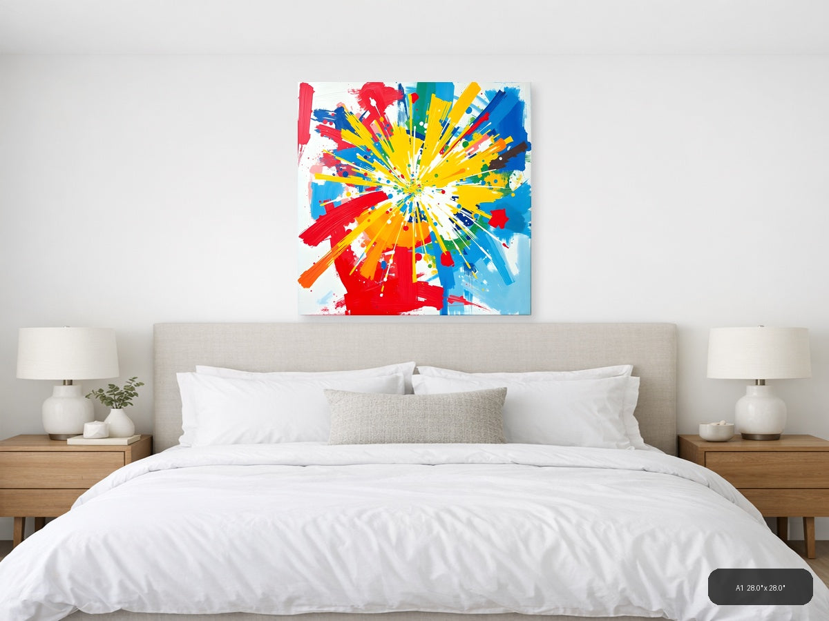Colorful Starburst Abstract Explosion Canvas Wall Art — A1 / Bedroom