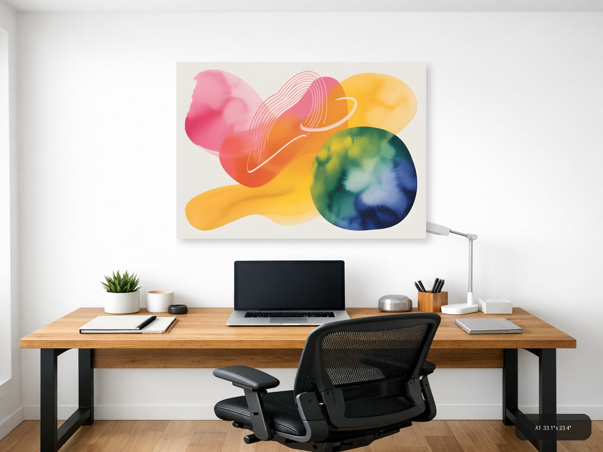 Colorful Abstract Watercolor Landscape Wall Art — A1 / Office
