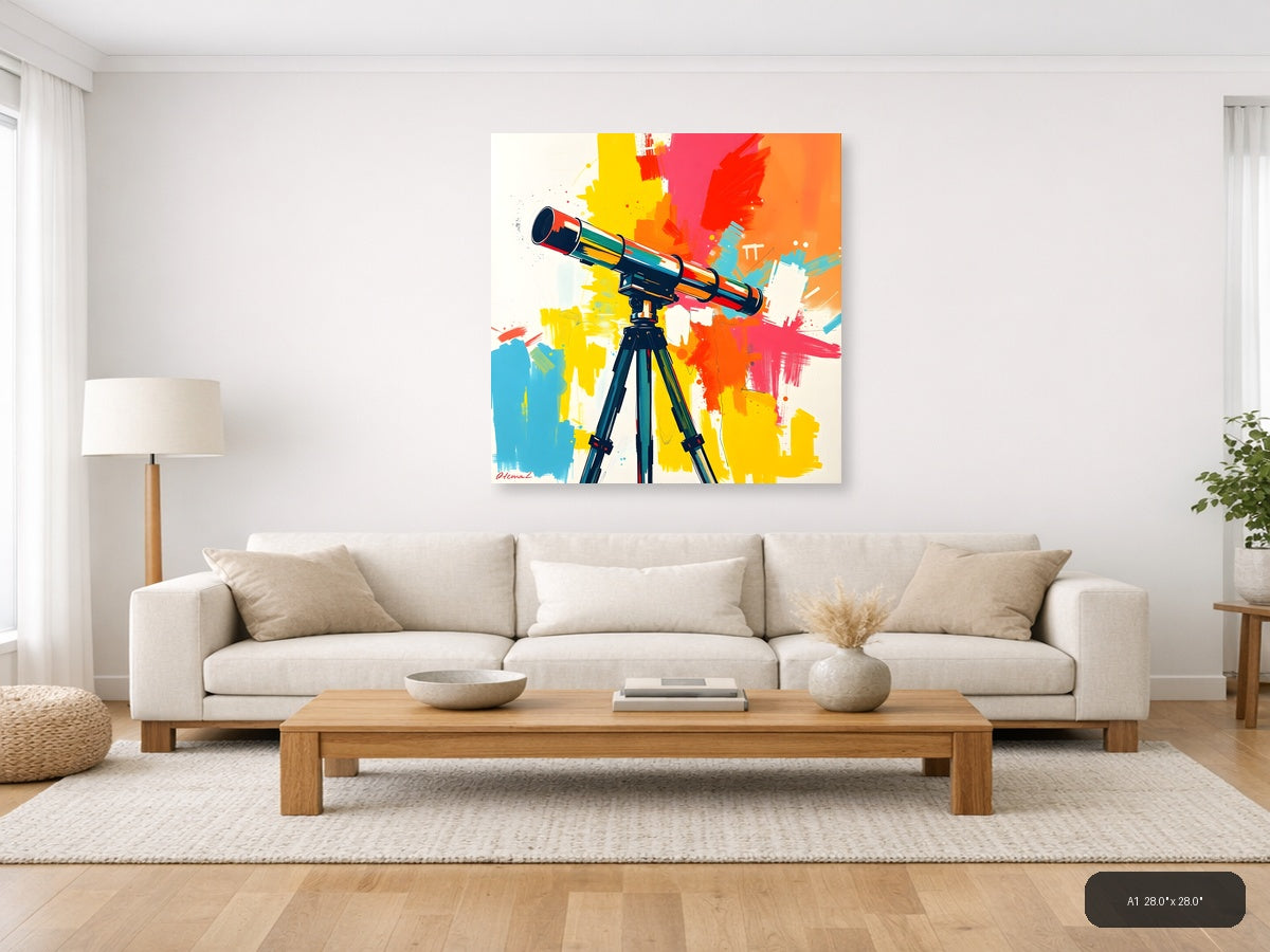 Colorful Telescope Abstract Splatter Wall Art — A1 / Living Room