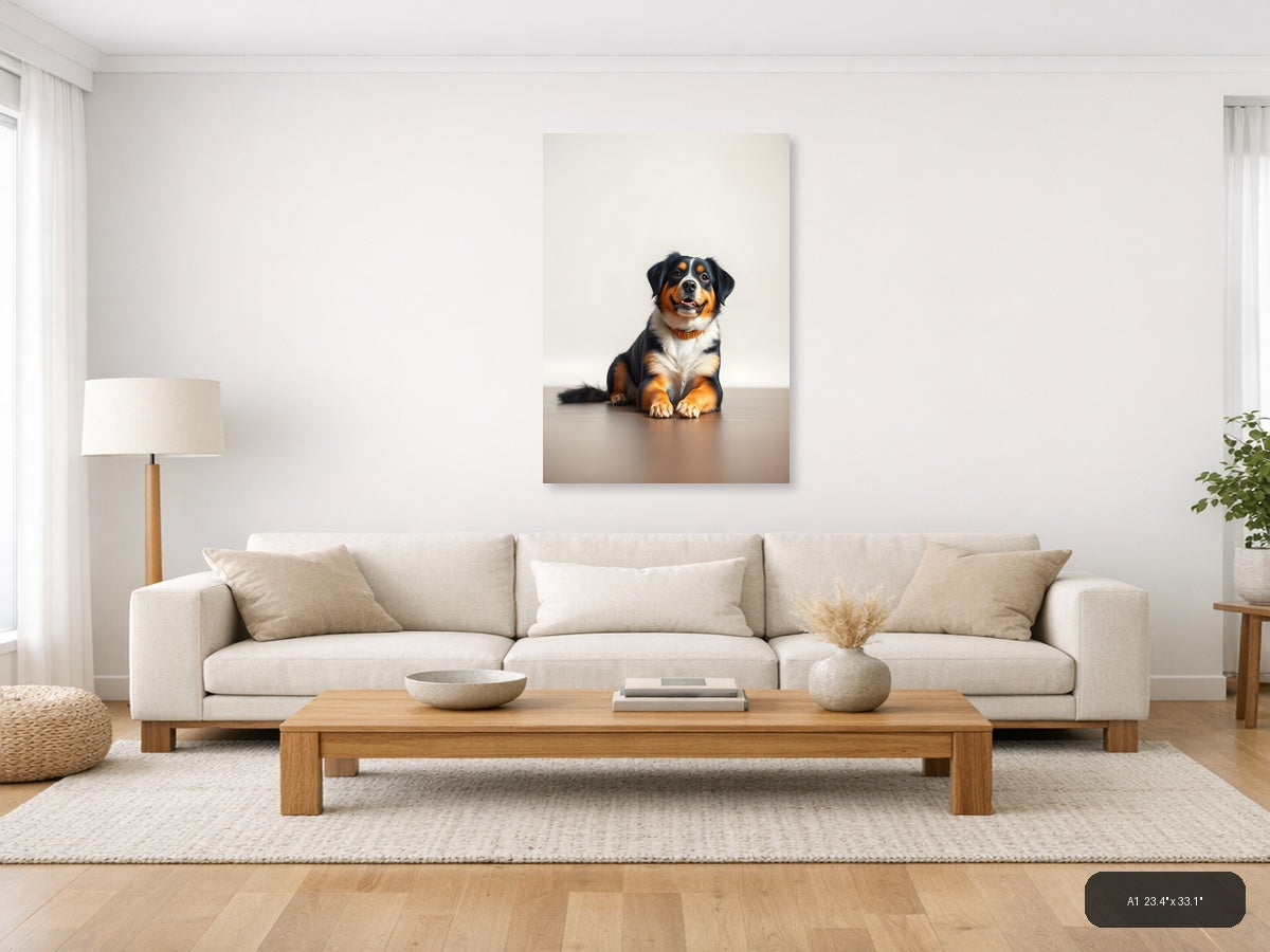 Bernese Mountain Dog Portrait Minimalist Wall Art — A1 / Living Room