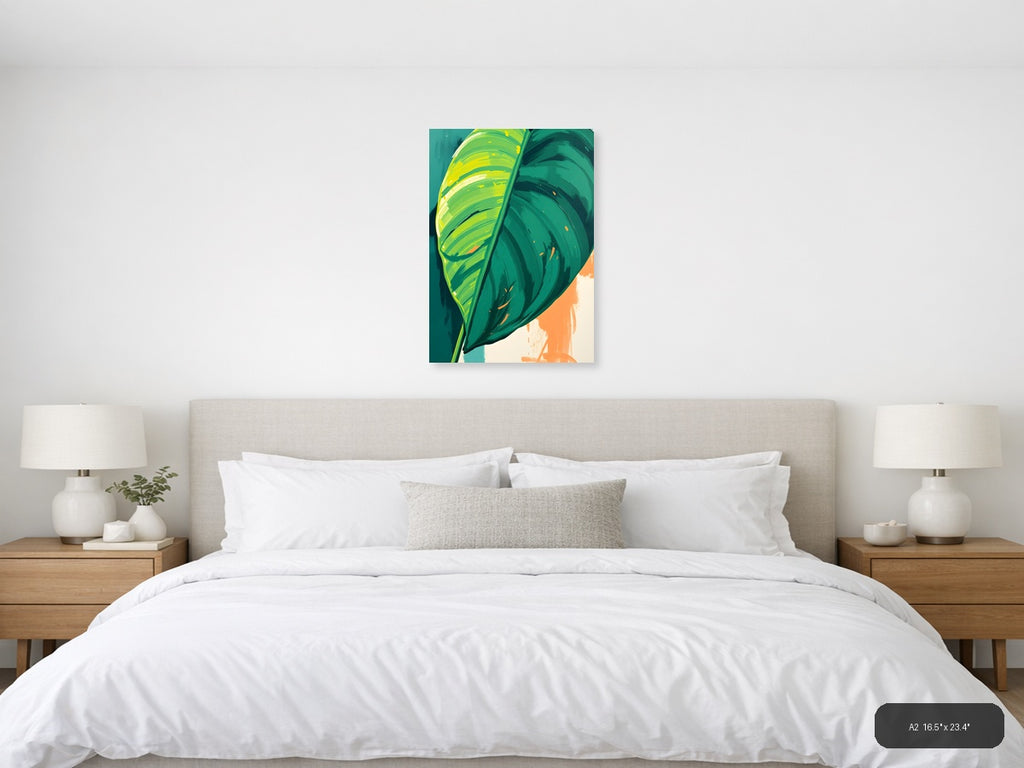 Abstract Tropical Leaf Modern Art Print Wall Art — A2 / Bedroom