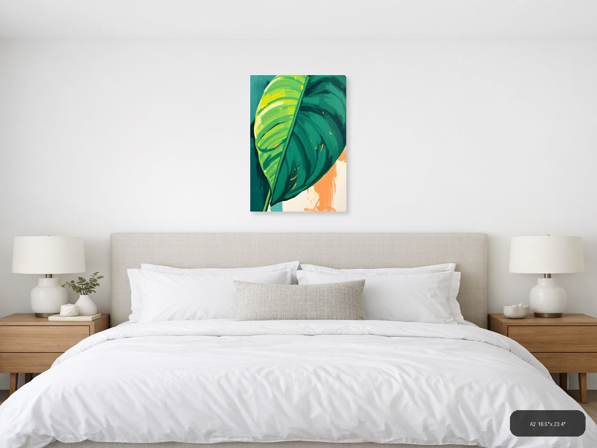Abstract Tropical Leaf Modern Art Print Wall Art — A2 / Bedroom