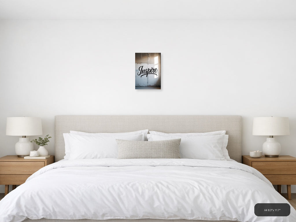 Inspire Typography Wall Art - Motivational Black Script — A4 / Bedroom