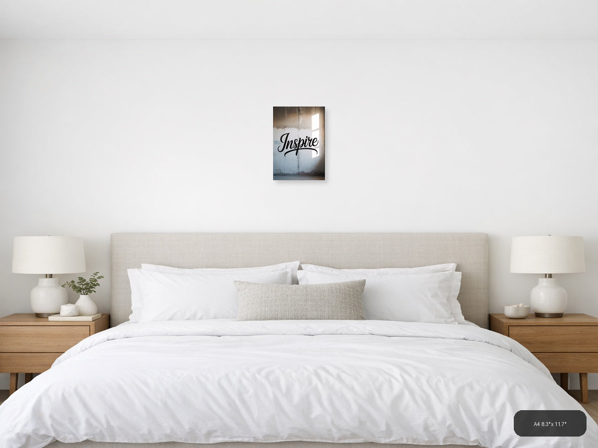 Inspire Typography Wall Art - Motivational Black Script — A4 / Bedroom