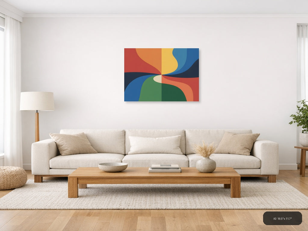 Colorful Abstract Flowing Shapes Photography Wall Art — A3 / Living Room