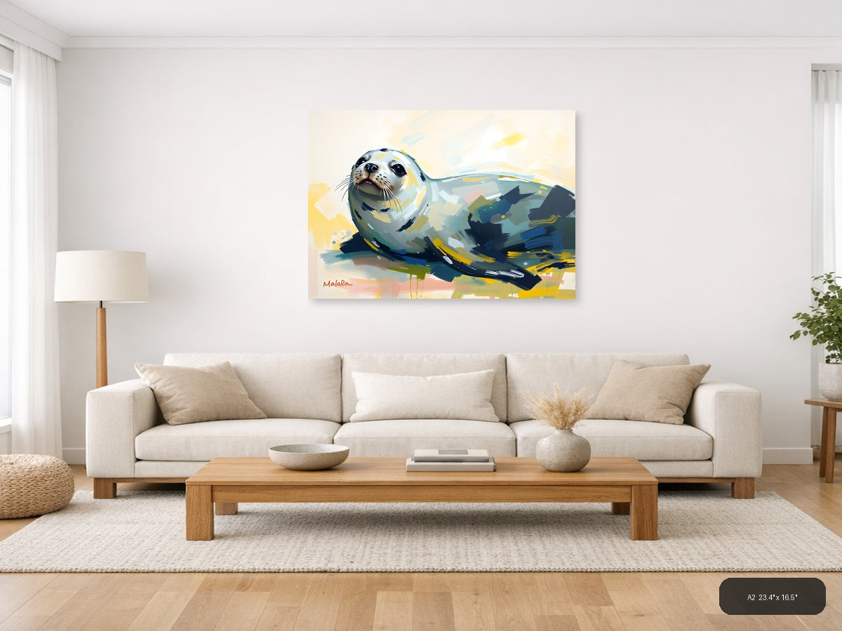 Abstract Seal Portrait - Modern Animal Wall Art — A2 / Living Room