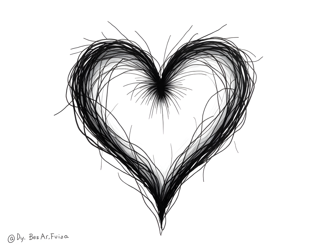 Abstract Heart Line Art Black and White Wall Art