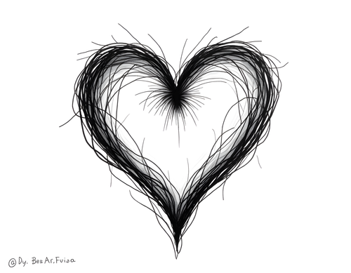 Abstract Heart Line Art Black and White Wall Art