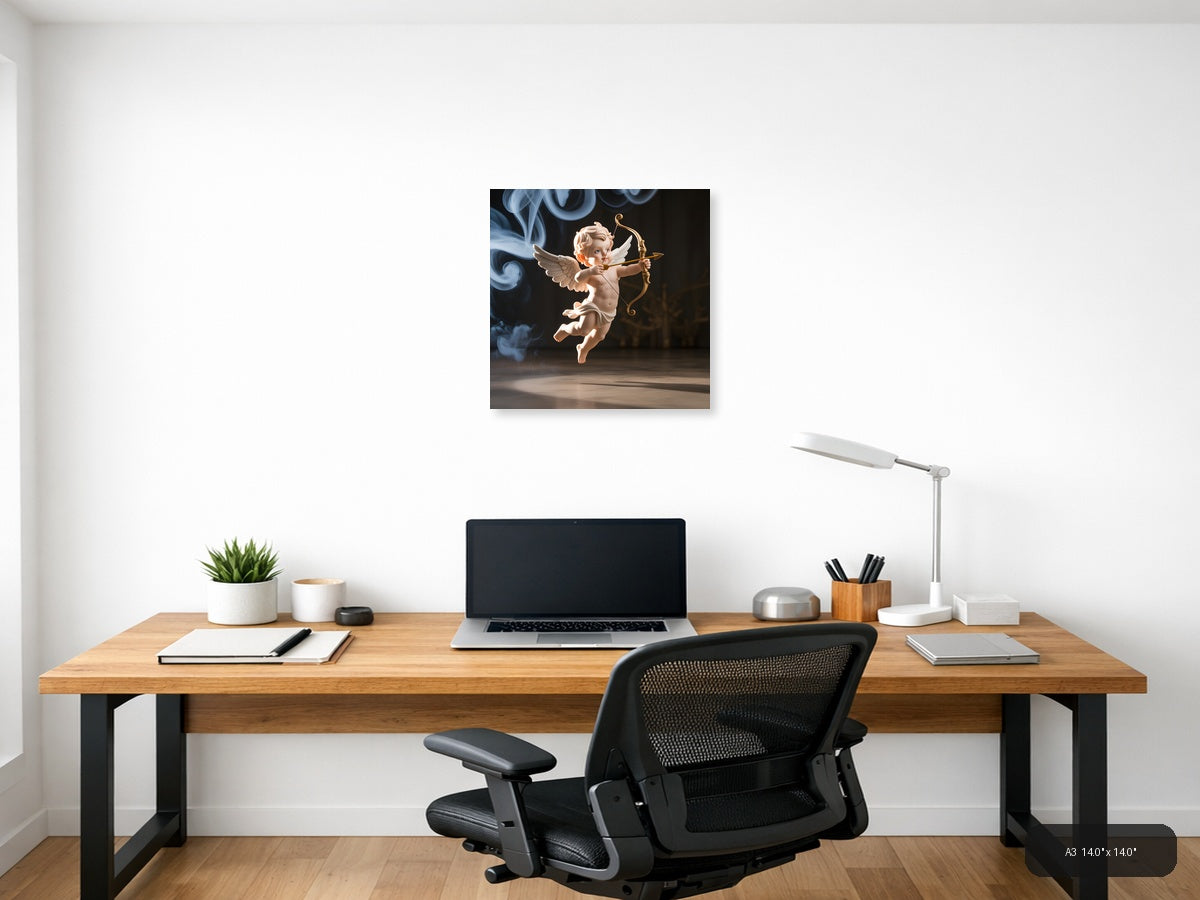 Cupid Angel with Bow and Arrow Photography Wall Art — A3 / Office
