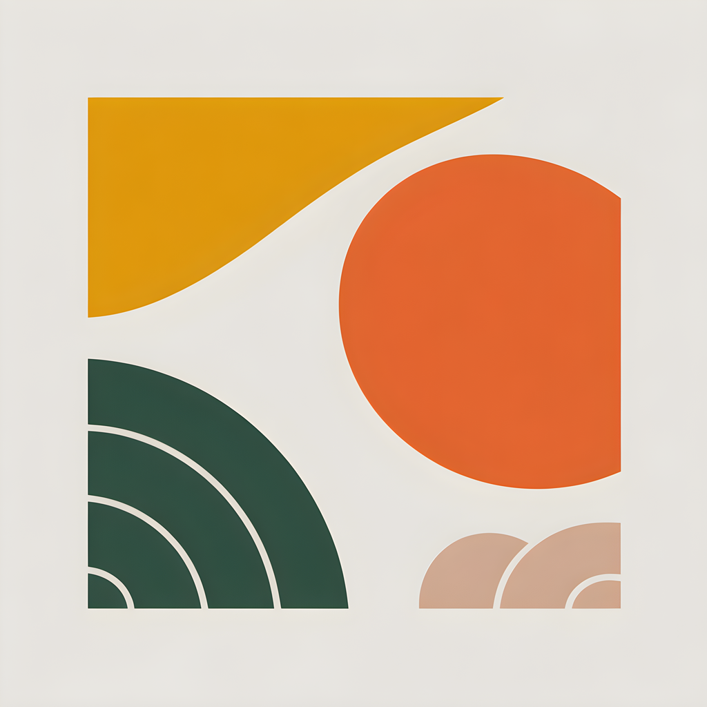 Minimalist Geometric Shapes Orange Green Gold Wall Art
