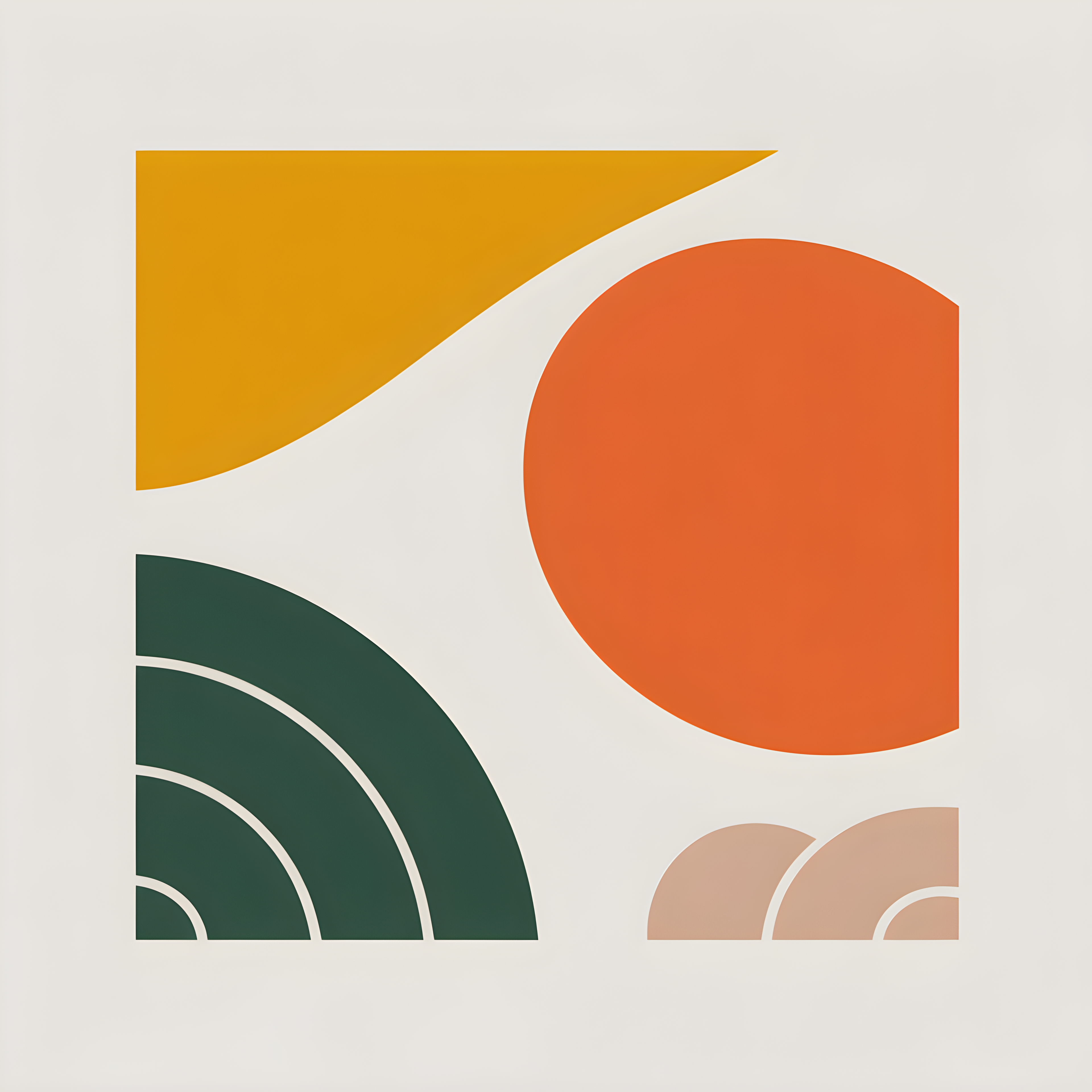 Minimalist Geometric Shapes Orange Green Gold Wall Art