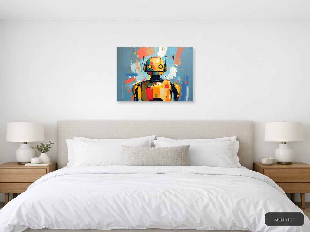 Colorful Robot Portrait Abstract Modern Wall Art — A3 / Bedroom