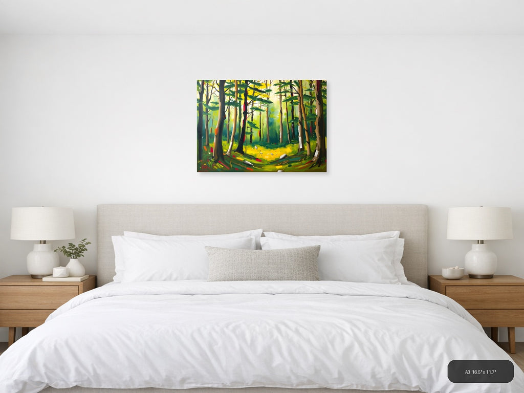 Abstract Forest Landscape with Vibrant Trees Wall Art — A3 / Bedroom
