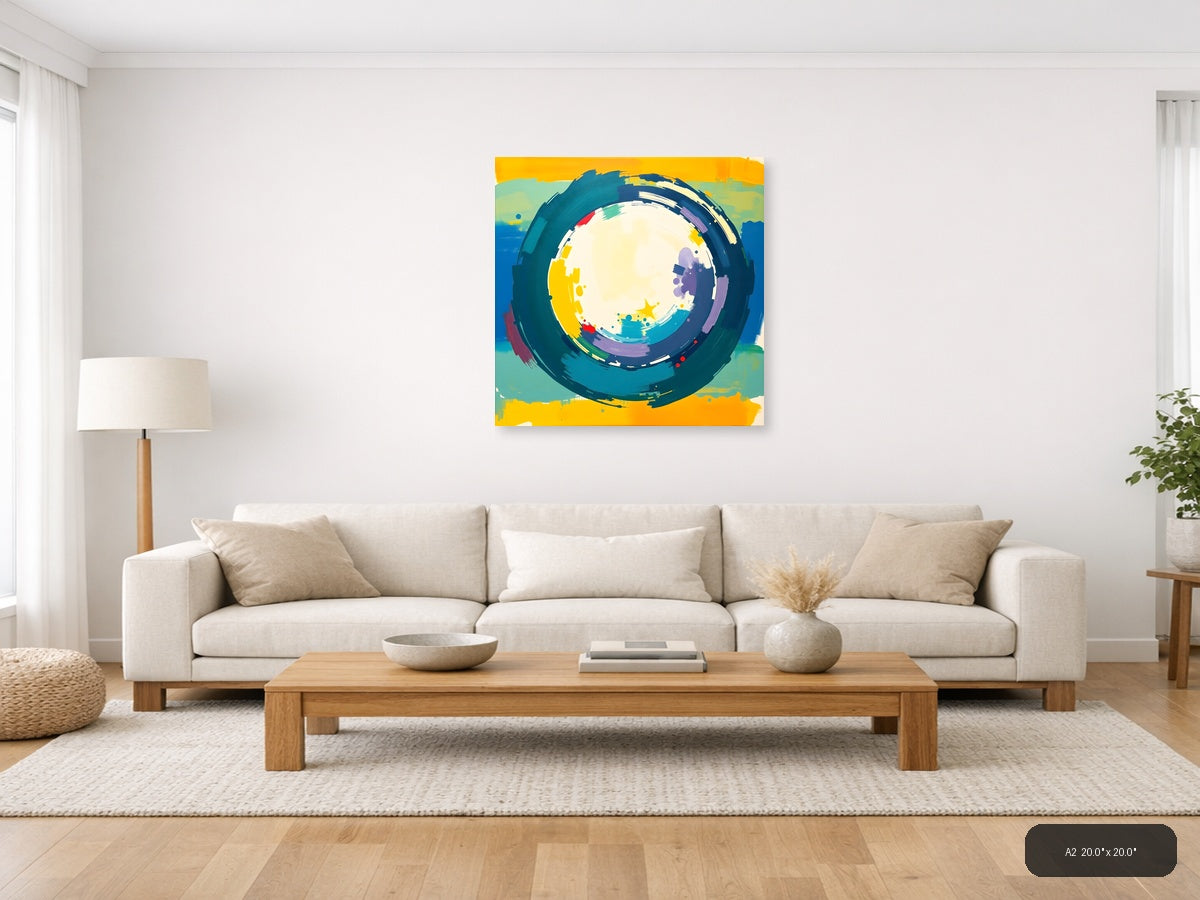 Colorful Abstract Circle with Star - Modern Wall Art — A2 / Living Room