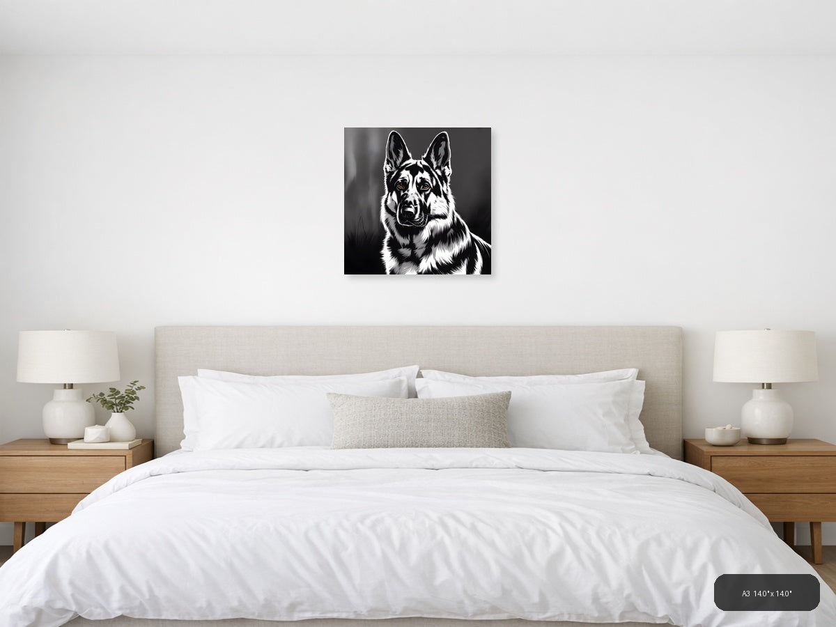 Black and White Corgi Portrait Photography Wall Art — A3 / Bedroom
