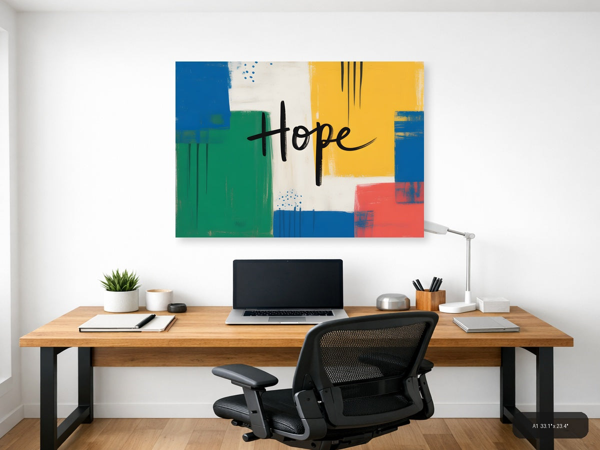 Hope Abstract Geometric Colorblock Modern Wall Art — A1 / Office