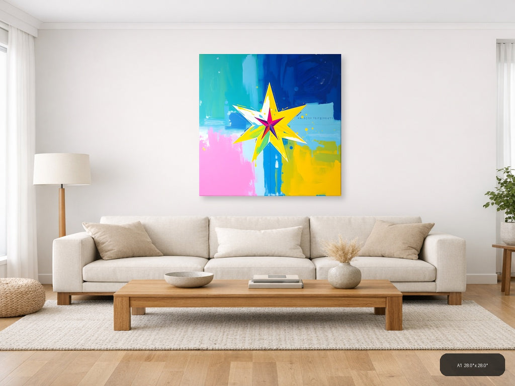 Vibrant Abstract Star Burst Colorful Wall Art — A1 / Living Room