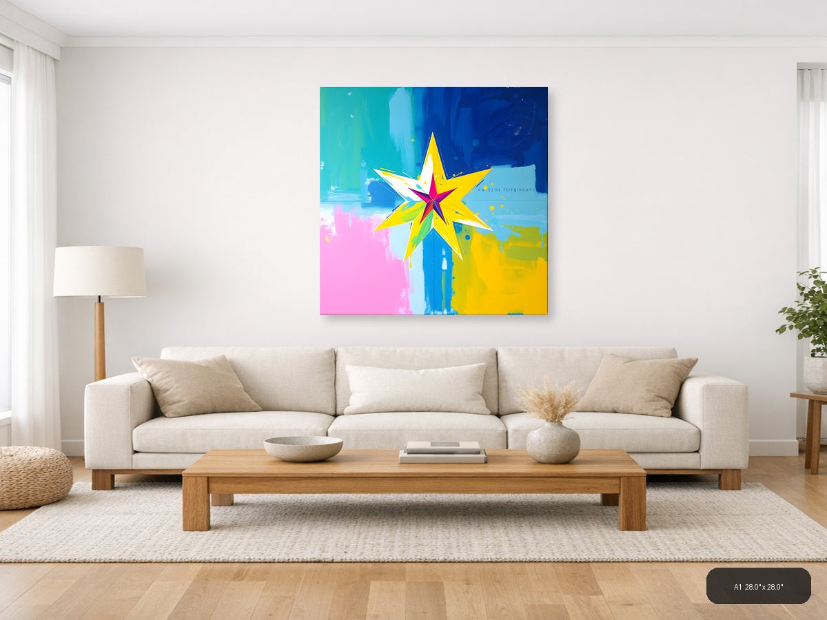 Vibrant Abstract Star Burst Colorful Wall Art — A1 / Living Room
