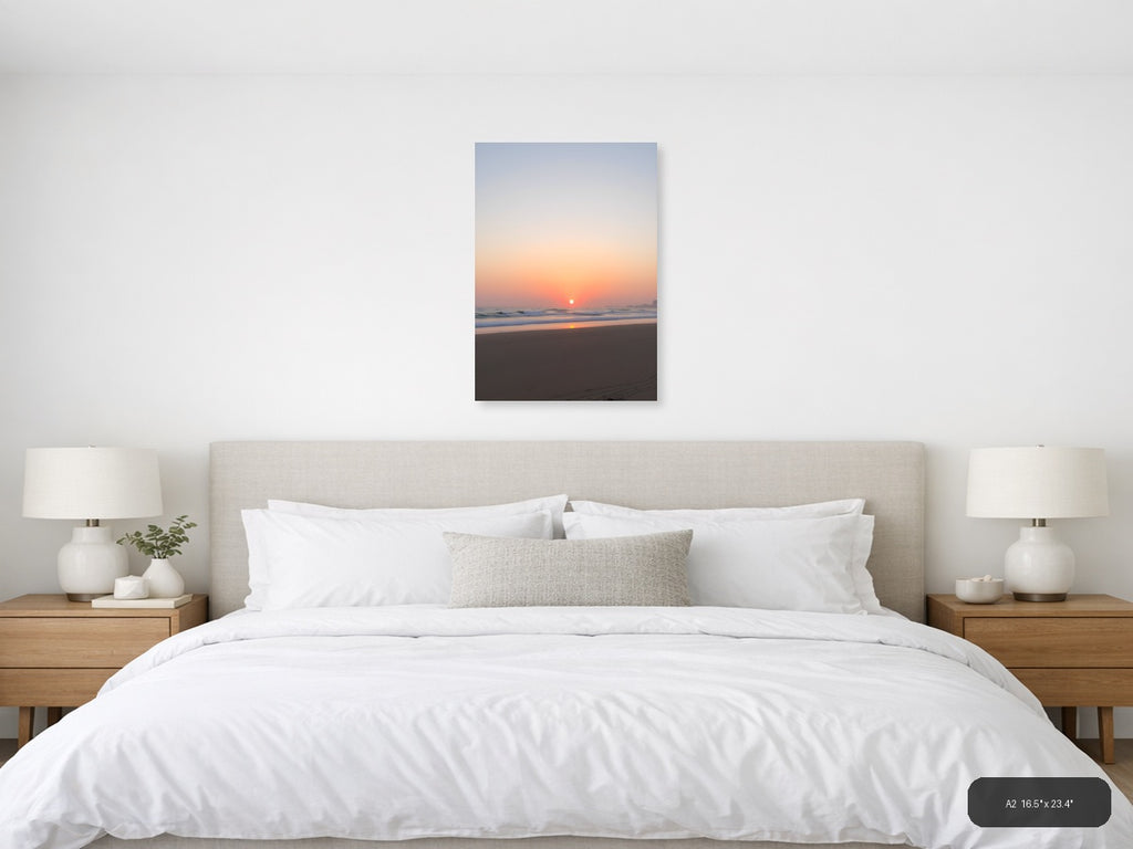 Minimalist Sunset Beach Ocean Waves Wall Art — A2 / Bedroom