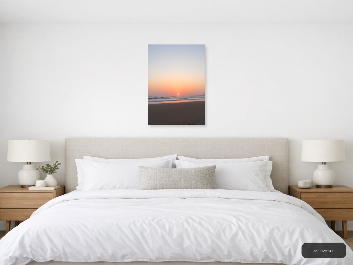 Minimalist Sunset Beach Ocean Waves Wall Art — A2 / Bedroom