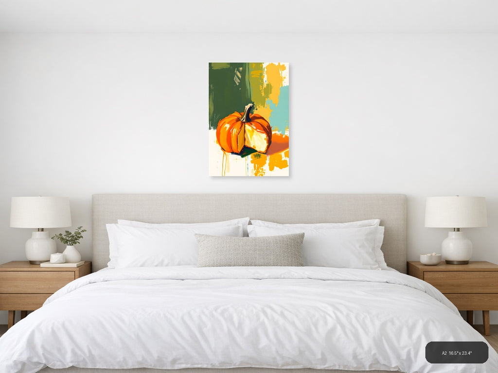 Abstract Orange Pumpkin Modern Autumn Wall Art — A2 / Bedroom
