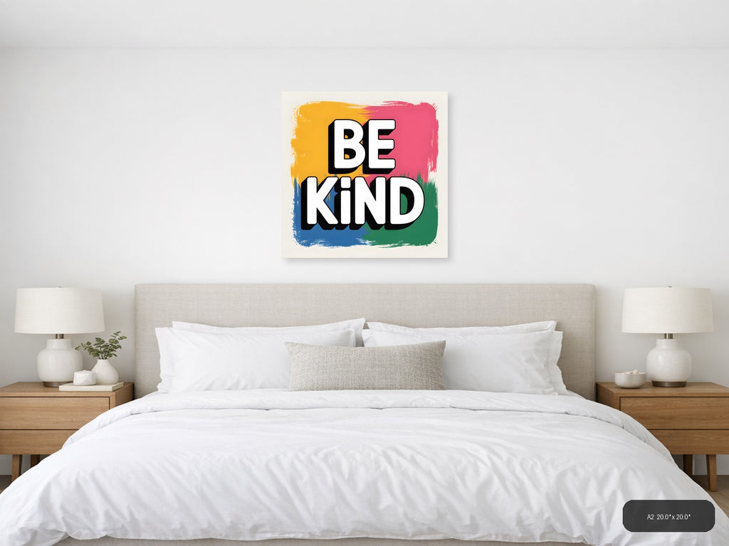 Be Kind Abstract Colorful Square Wall Art — A2 / Bedroom