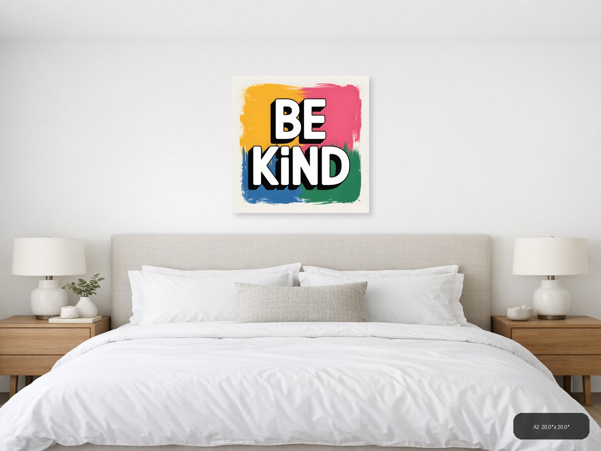 Be Kind Abstract Colorful Square Wall Art — A2 / Bedroom