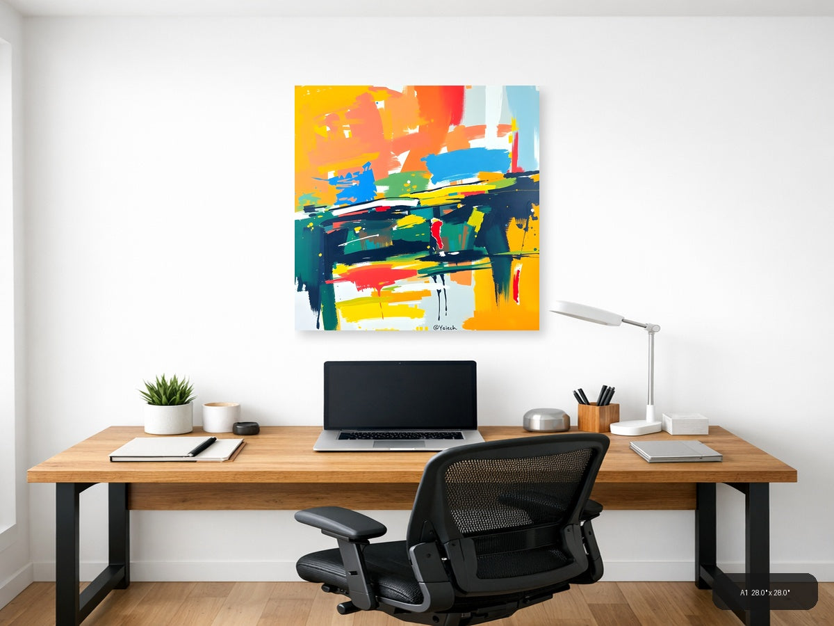 Vibrant Abstract Brushstrokes Colorful Modern Wall Art — A1 / Office