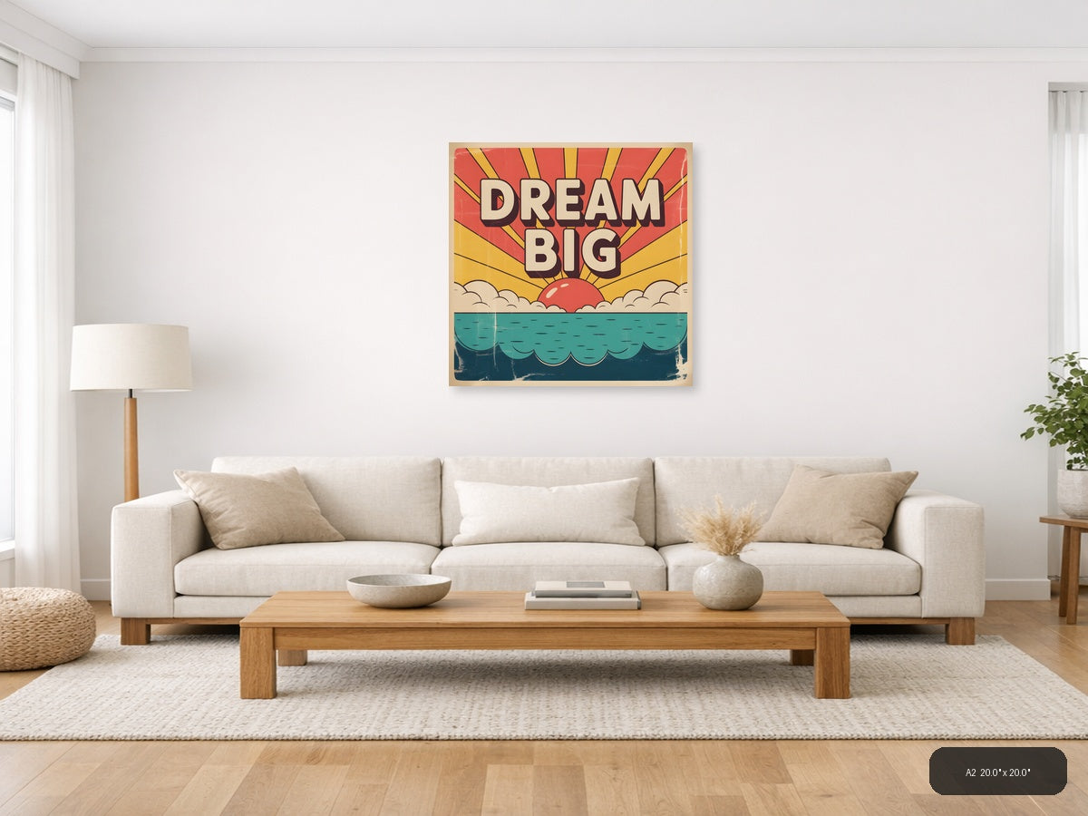Dream Big Vintage Sunrise Ocean Wall Art — A2 / Living Room