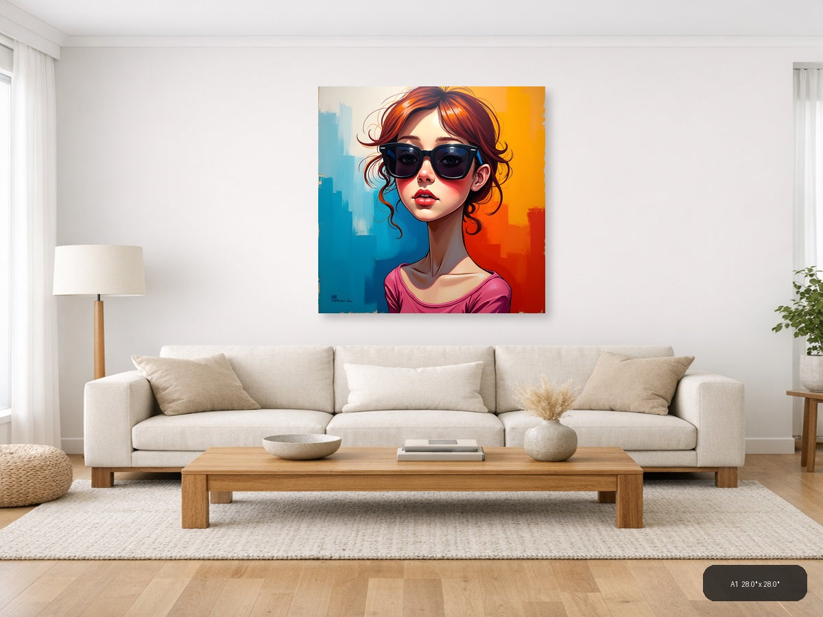 Modern Pop Art Woman with Sunglasses Urban Wall Art — A1 / Living Room