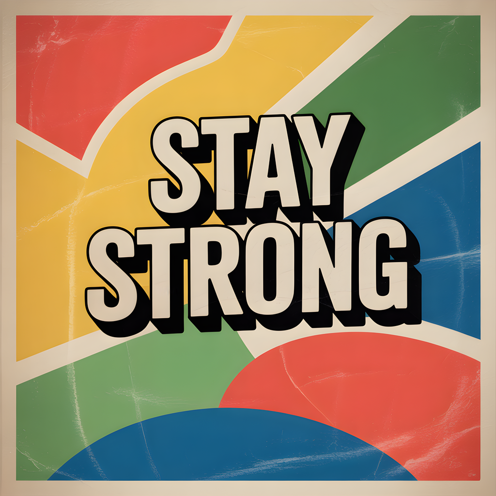 Stay Strong Vintage Motivational Retro Wall Art