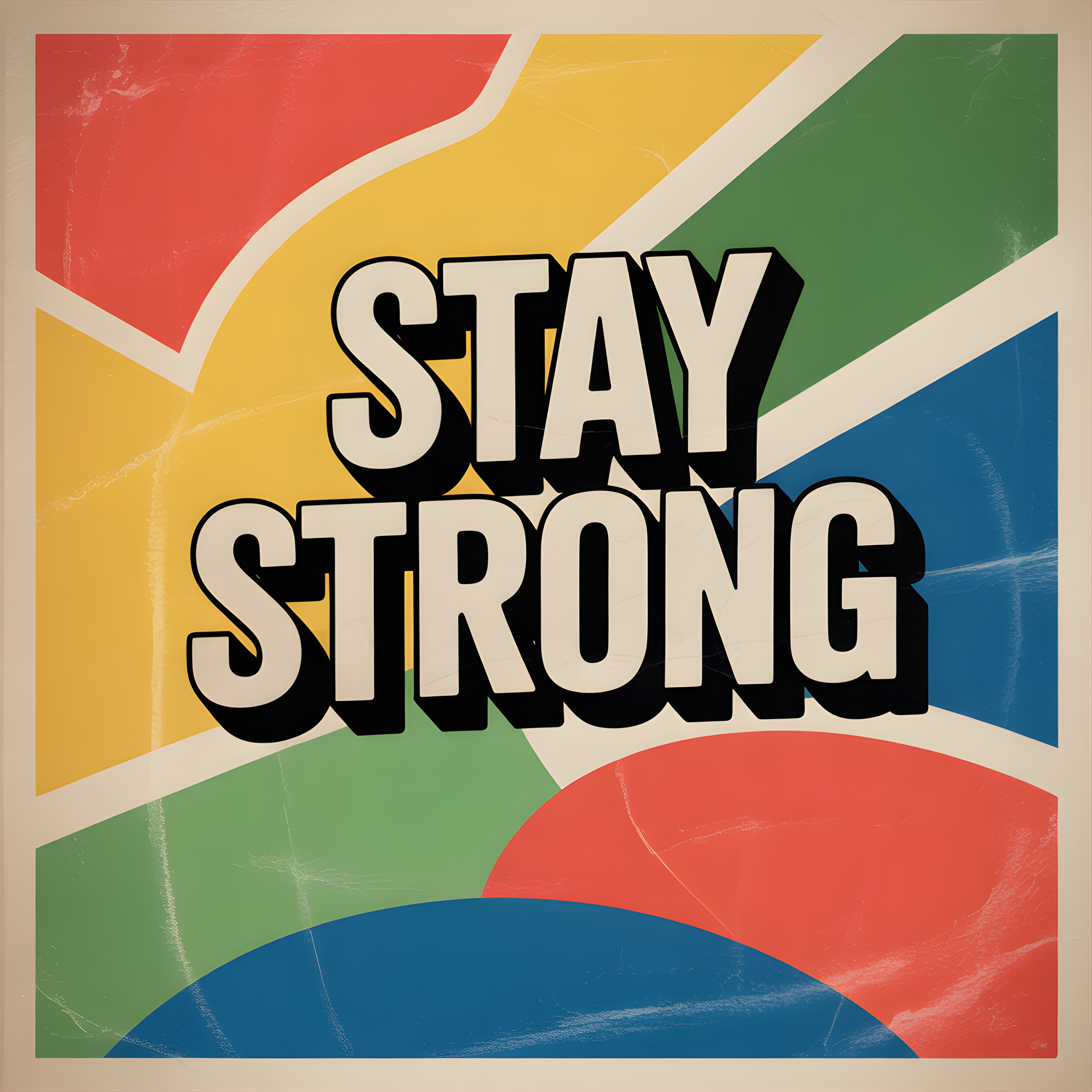 Stay Strong Vintage Motivational Retro Wall Art