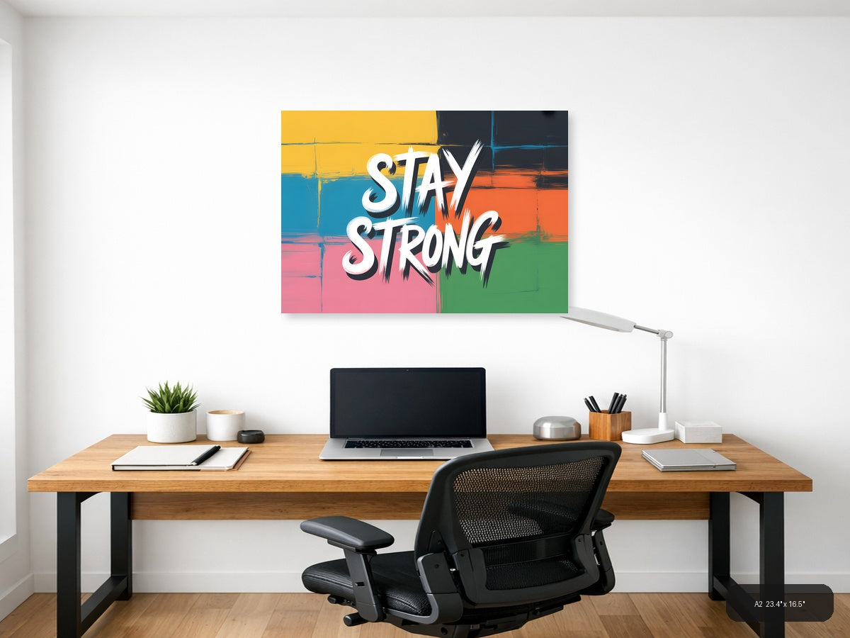 Stay Strong Colorful Abstract Street Art Wall Art — A2 / Office
