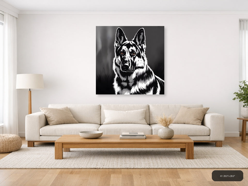 Black and White Corgi Portrait Photography Wall Art — A1 / Living Room