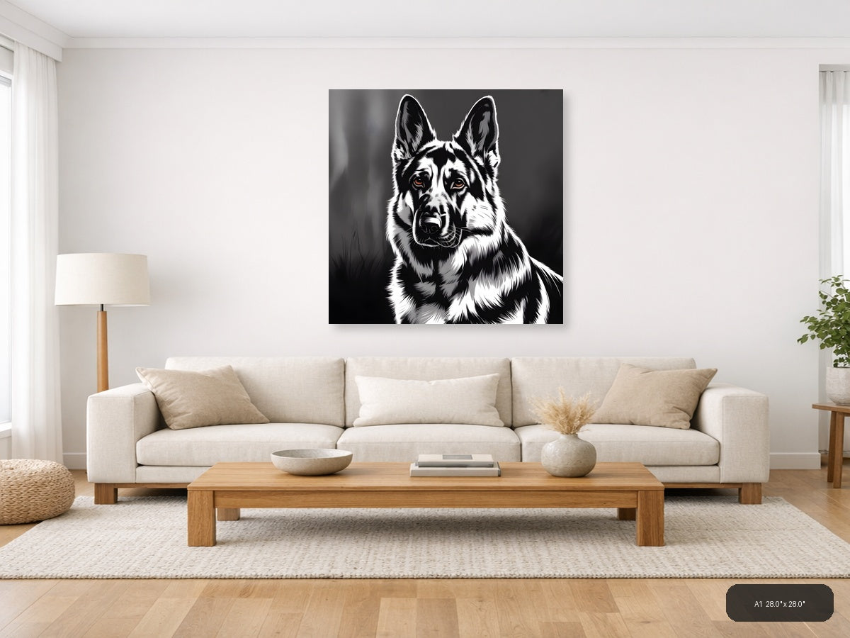 Black and White Corgi Portrait Photography Wall Art — A1 / Living Room
