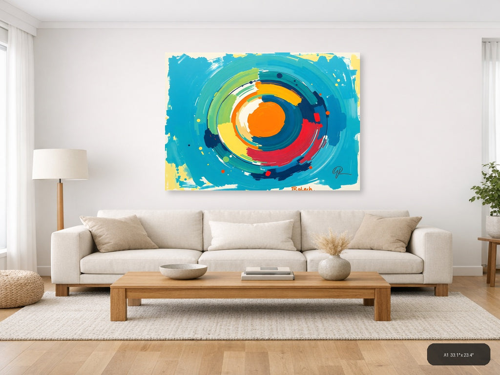 Colorful Abstract Concentric Circles Modern Wall Art — A1 / Living Room