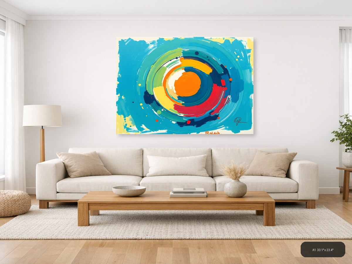 Colorful Abstract Concentric Circles Modern Wall Art — A1 / Living Room