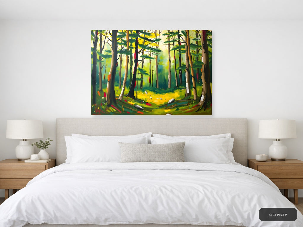Abstract Forest Landscape with Vibrant Trees Wall Art — A1 / Bedroom