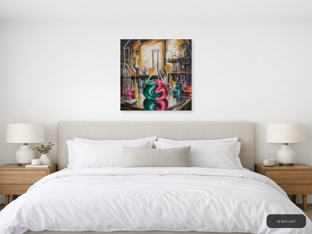 Abstract Laboratory Flasks Vibrant Chemical Art Wall Art — A2 / Bedroom