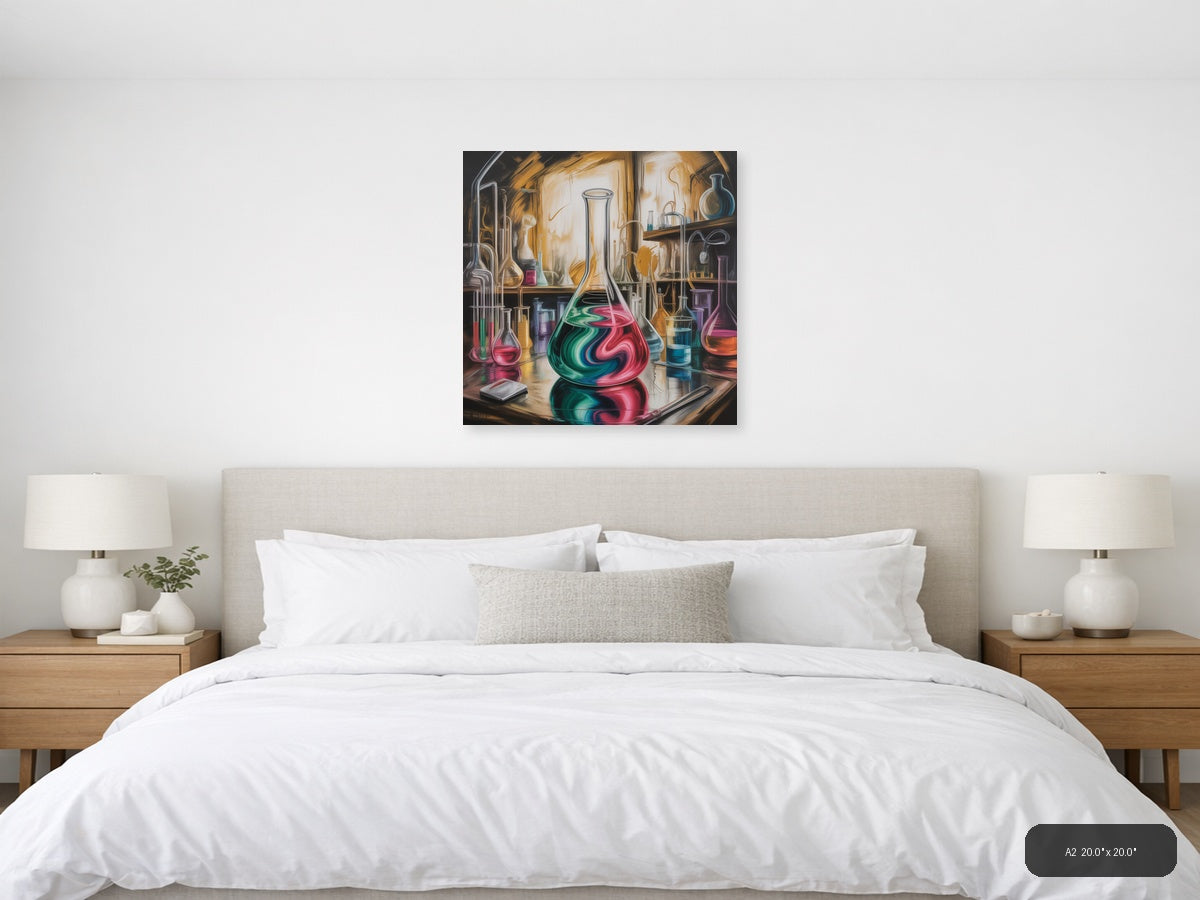 Abstract Laboratory Flasks Vibrant Chemical Art Wall Art — A2 / Bedroom