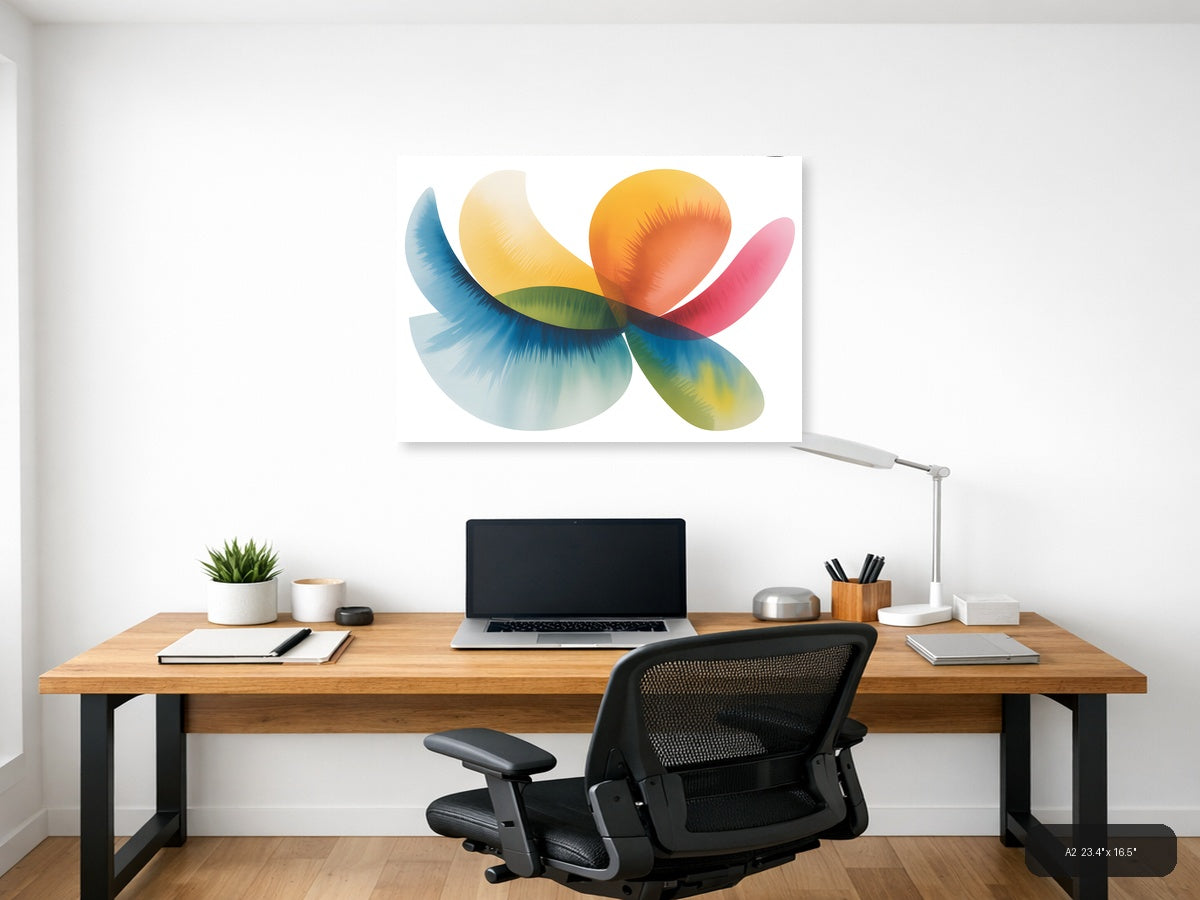 Colorful Watercolor Flower Petals Landscape Wall Art — A2 / Office
